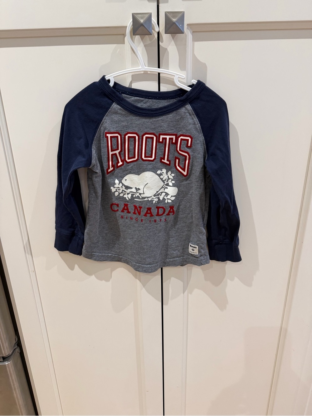 Roots 3t Canada Kids Long-Sleeve Raglan Shirt - Navy & Gray
